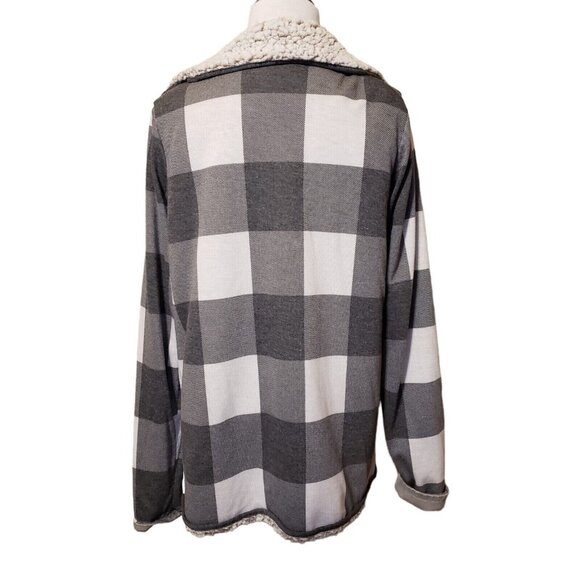 Thread & Supply Womens Buffalo Check Sherpa Lined Open Cardigan Jacket Size M - Picture 3 of 12
